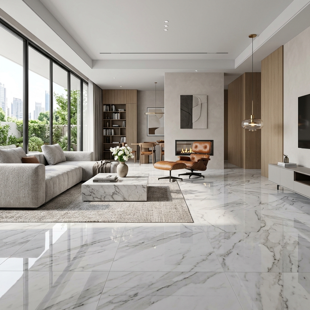 Piso de mármol cerámico blanco de lujo